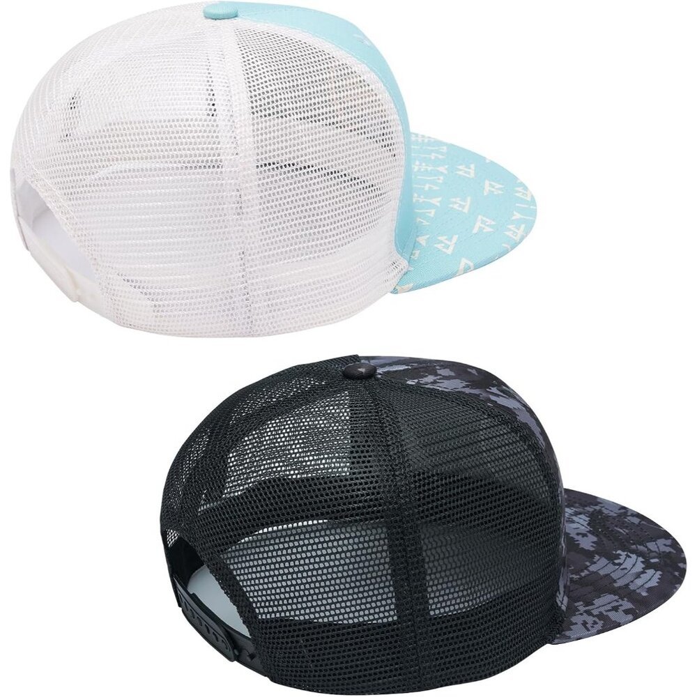 Flat Brim Trucker Cap Mesh Back Adjustable Snapback Hat for Men Women - Picture 4 of 5
